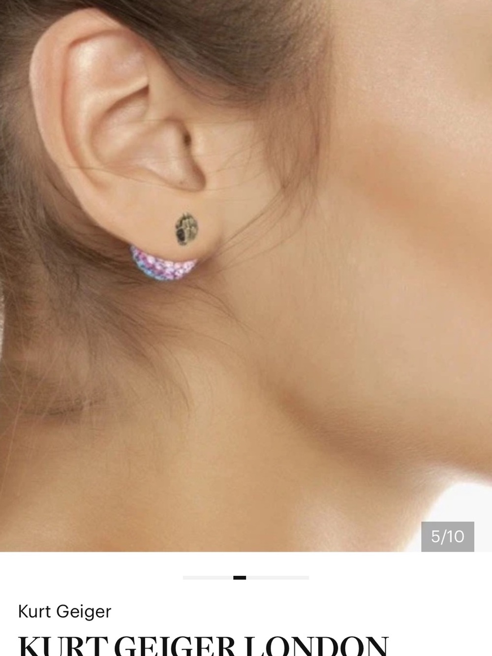 Kurt Geiger Rainbow Crystal Dome Stud Earrings - Picture 2 of 8